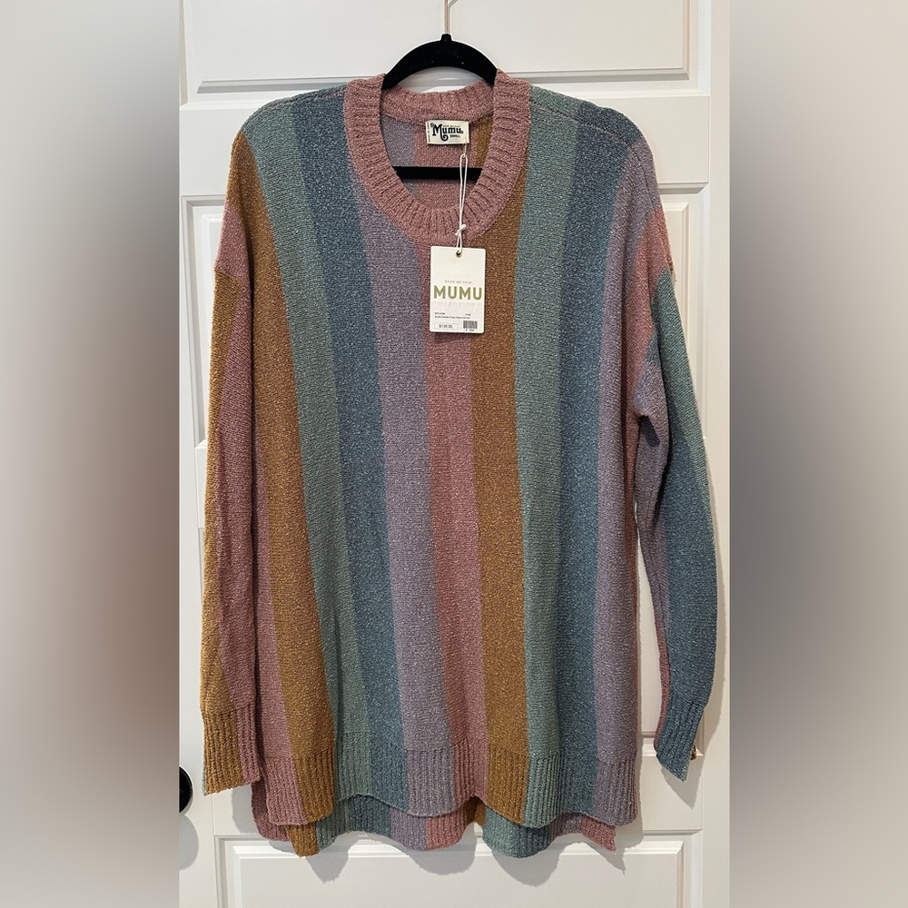 NWT Show Me Your MuMu Elodie Sweater Dusty Stripe Knit Oversized  - Small